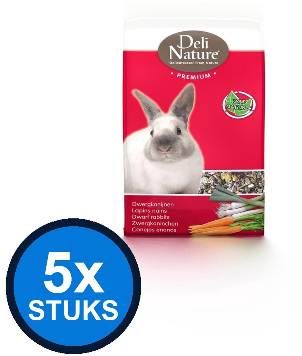 5x Deli Nature - Premium konijnen 800gr - Knaagdierenvoer - 800 g