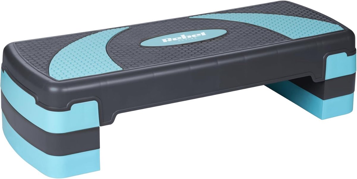 SnelShoppen - Aerobics Step met Drie Hoogtes - Fitness Stepper - Grijs-Blauw - Antislip - Ideaal voor Thuis Workout, Cardio en Groepslessen