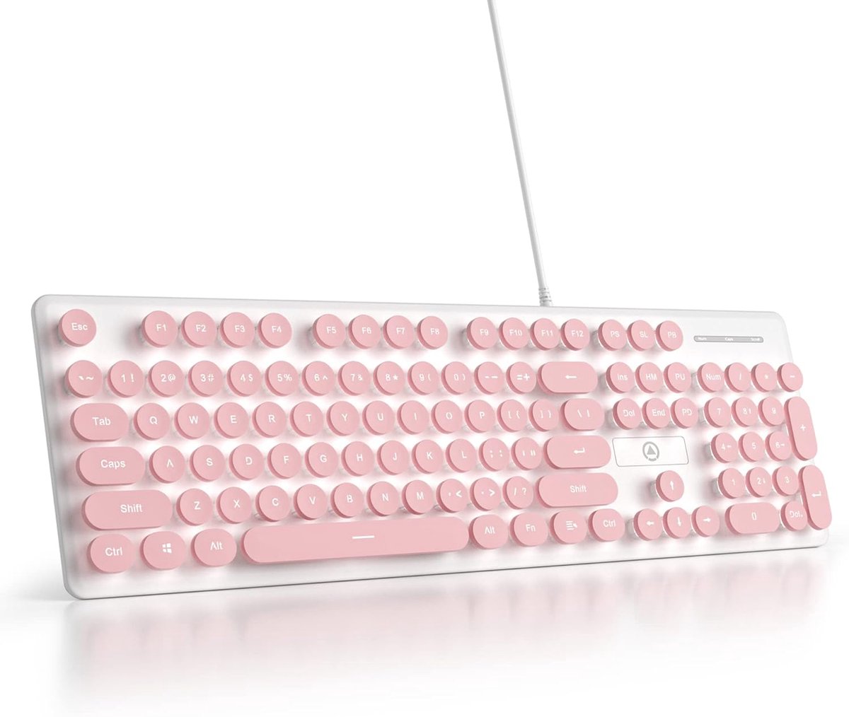 Thijox - Membraantoetsenbord 100% Volledige Grootte 104 Toetsen, Retro Typemachine met Ronde Toetsenkappen en LED-verlichting, Slank en Draagbaar (US
