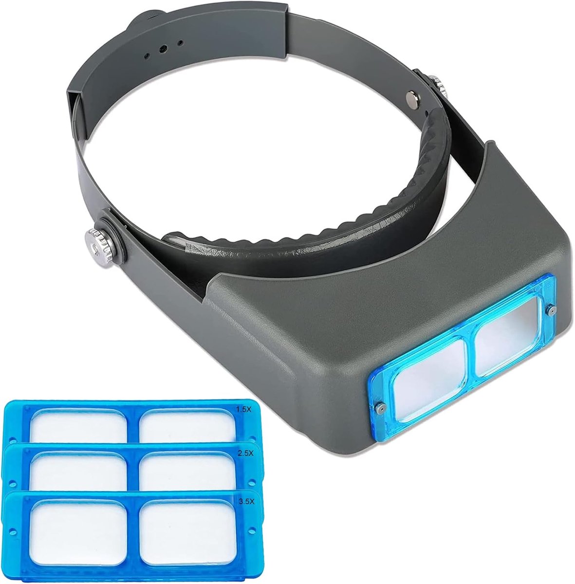 Thijox - Hoofdband Vergrootglas met Dubbele Lens 1.5X 2X 2.5X 3.5X voor Sieraden, Lezen, Reparatie en Ambachten - Professioneel Optisch Glas, Handsfre