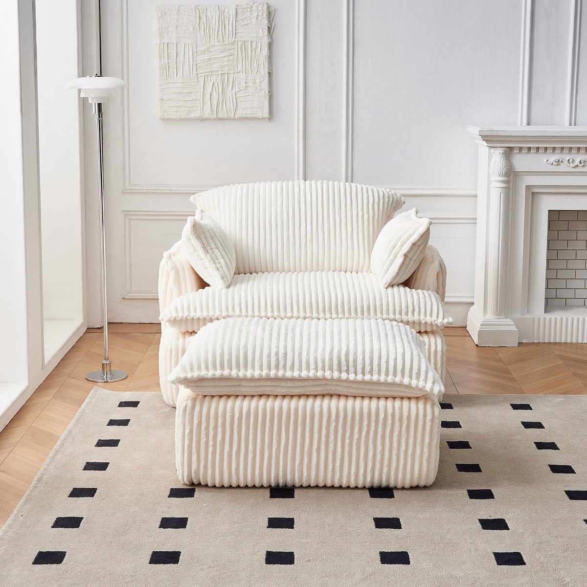 YYchan fauteuil met voetenbank - beige - 115 x 89 x 77 cm