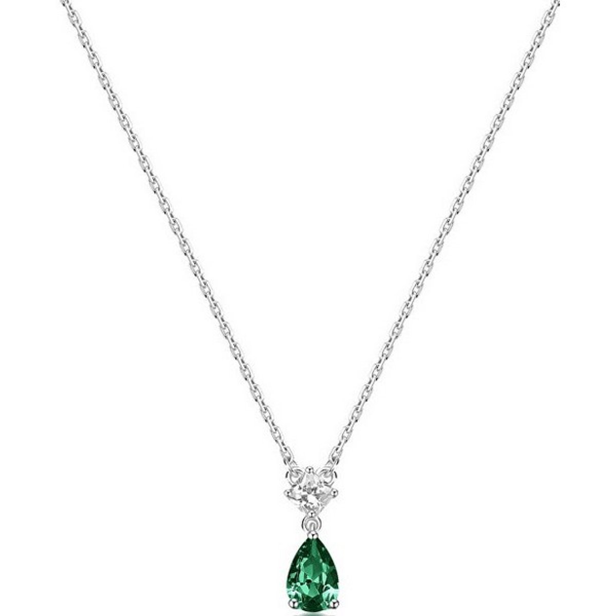 BROSWAY FANCY FLG109 ZILVEREN KETTING MET GROENE/TRANSPARANTE ZIRKONIA'S 1 STUK