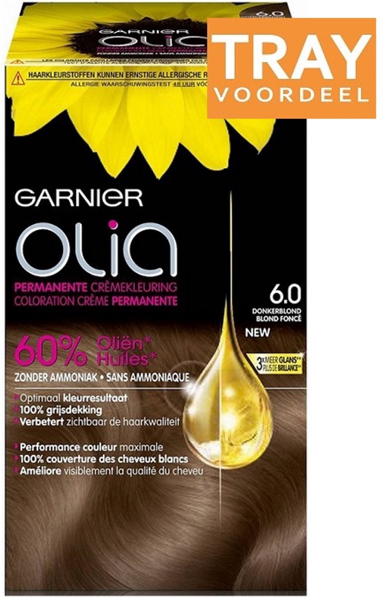 GARNIER OLIA 6.0 DONKERBLOND PERMANENTE CREMEKLEURING HAARVERF 6 X 1 STUK
