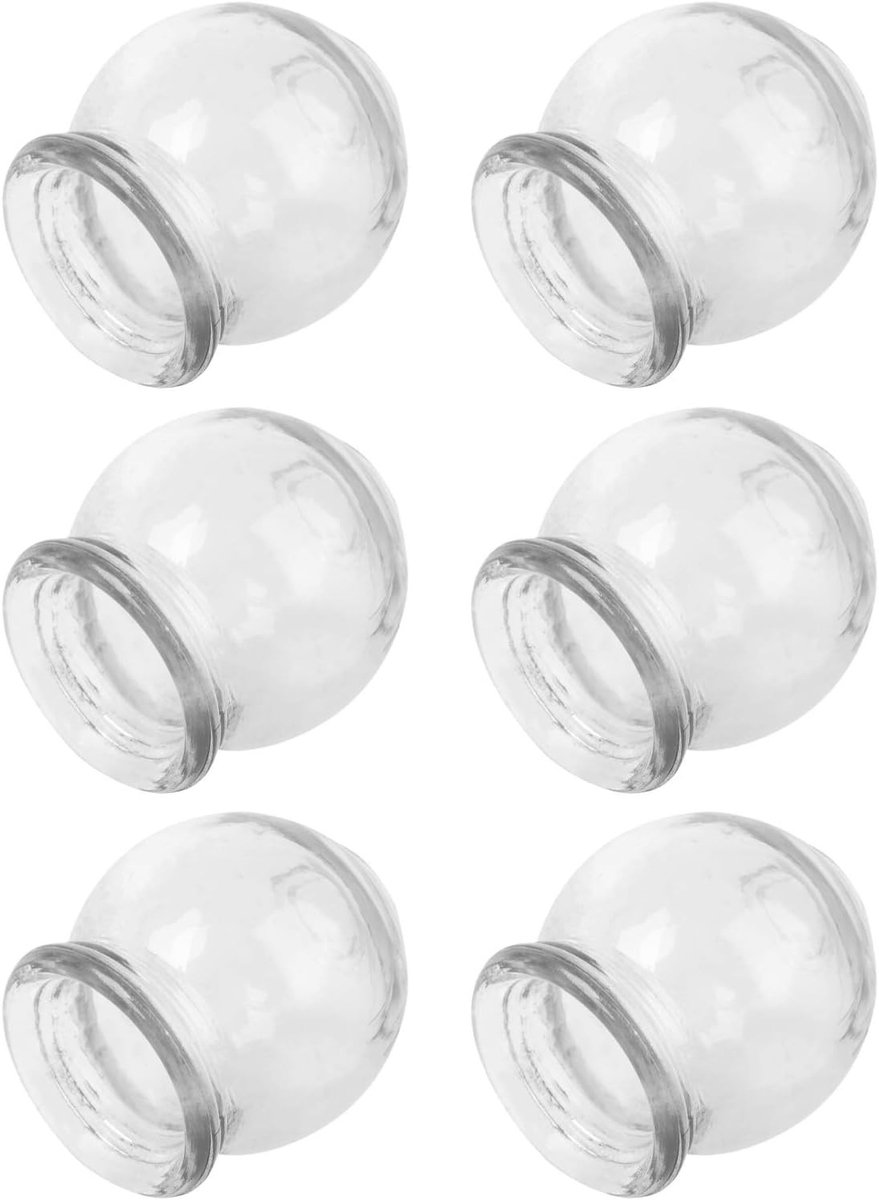 Cupping Therapie Set van 6 Stuks - Glazen Vuur Cups voor Massage en Spierontspanning, Ideaal voor Rugpijn en Professionele Behandelingen (1.89x1.89x1.89 inch)