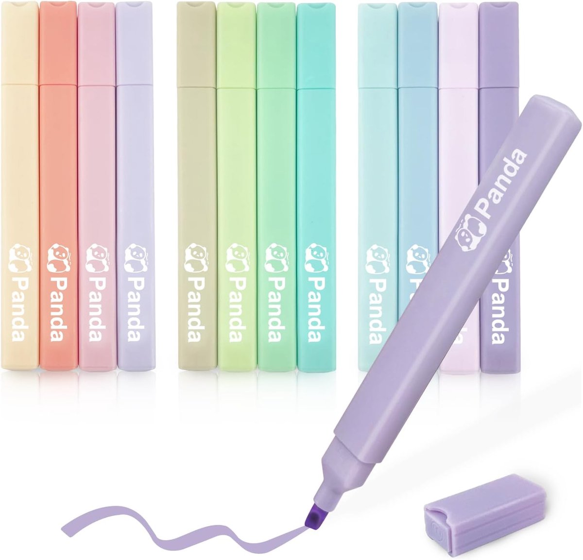 Thijox - Markeerstiften Pastelset 12 Stuks, Geen Bleek- en Droog-Snelle Lichtstiften, Perfect voor Schoolbenodigdheden, Leren en Werken