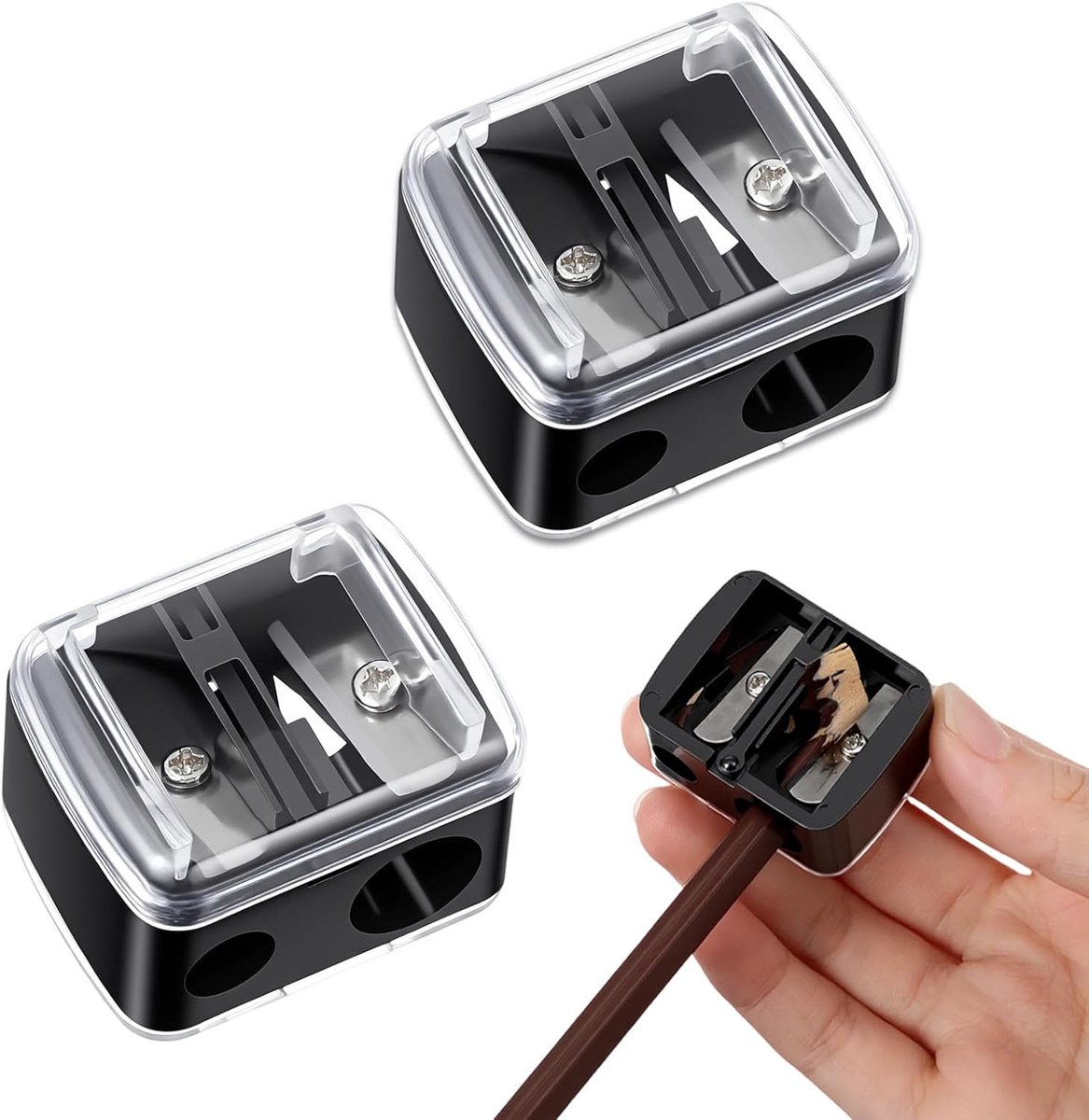 SnelShoppen - 2 stuks make-up slijper puntenslijper dual potlood slijper voor wenkbrauw, eyeliner en lipliner - multifunctionele cosmetische slijper v