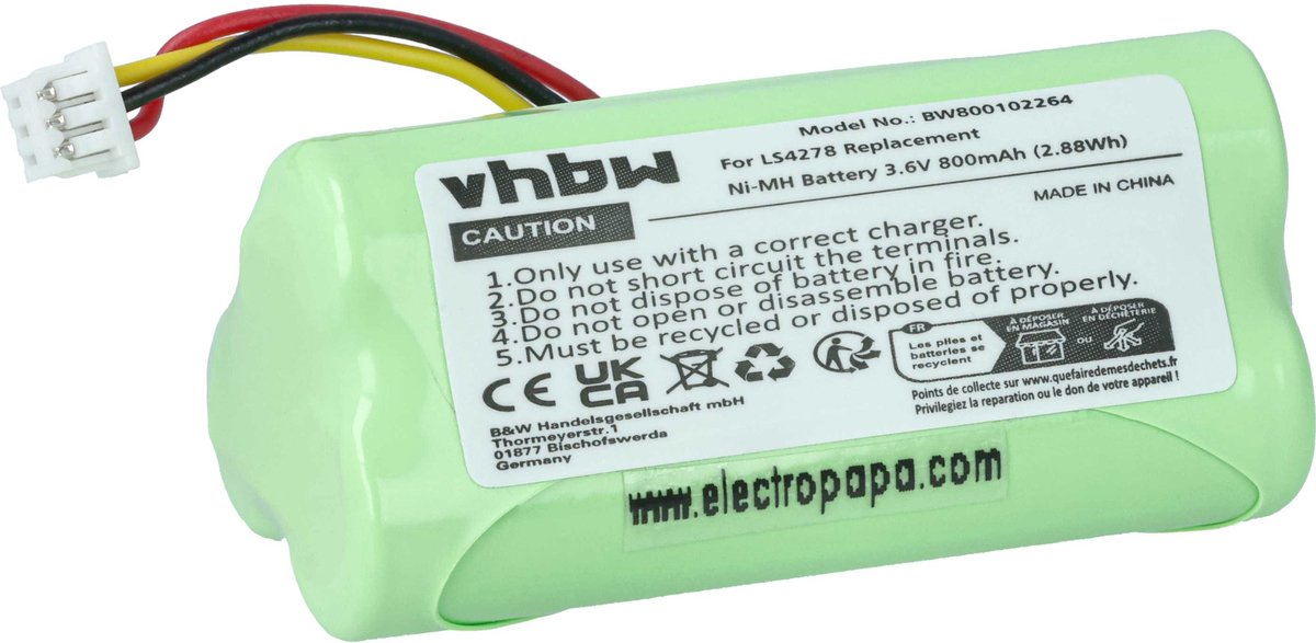VHBW Accu Batterij Barcodescanner Symbol LS4278 LS4278-M