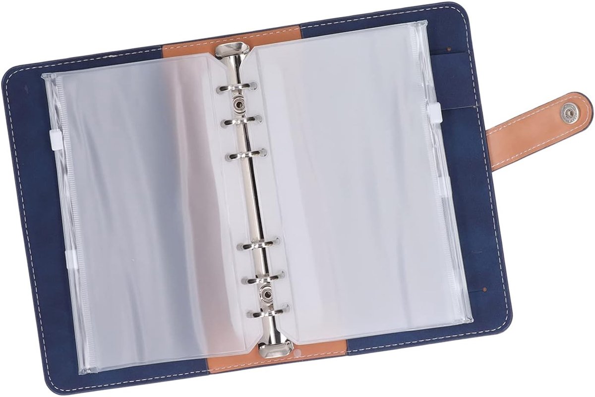 Waterdichte A6 Cash Budget Binder van PU Leer met 6-Hole Organizer en Transparante Pockets voor Dagelijkse Planning en Budgettering