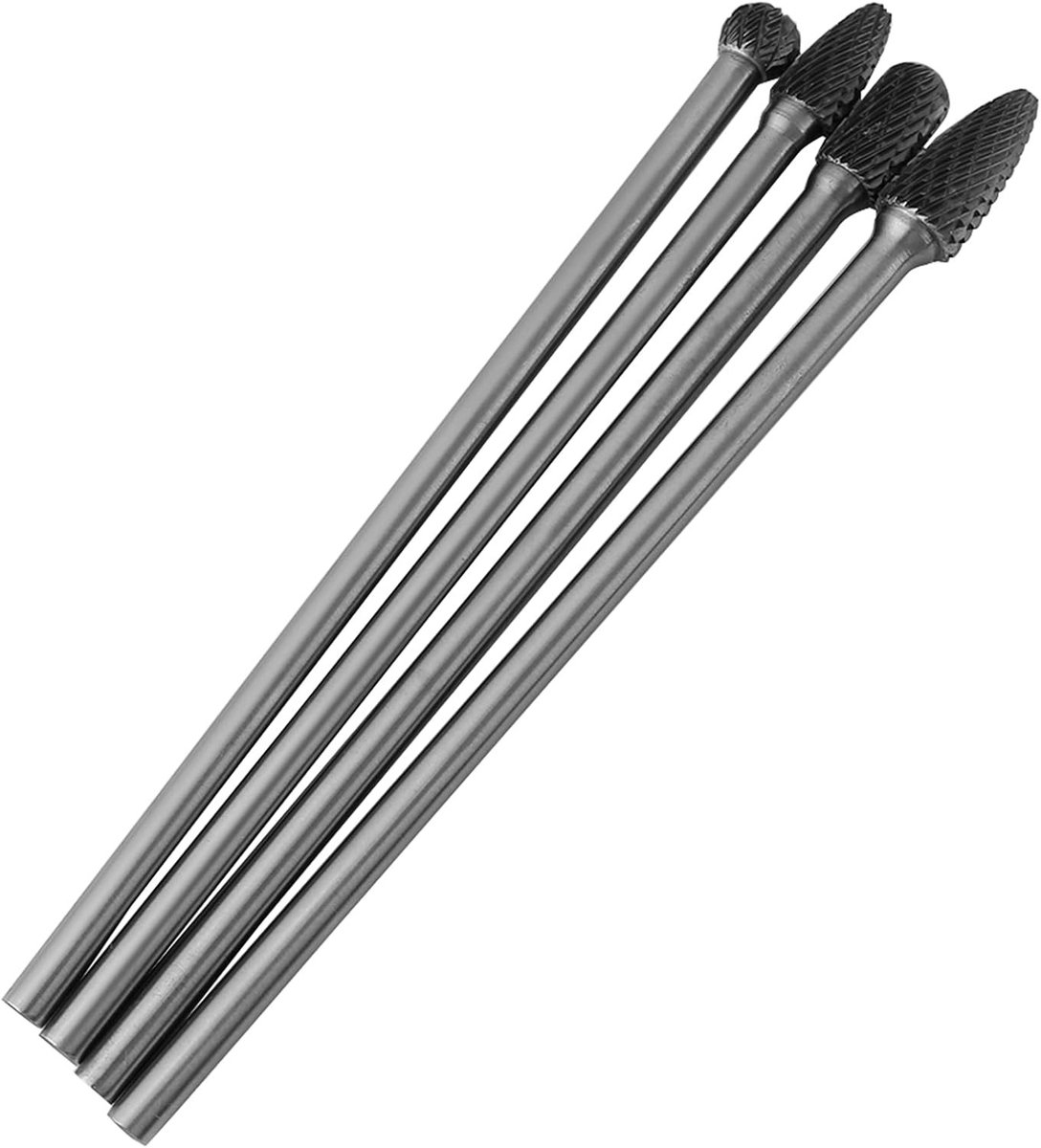 4-delige set snijburren met 6mm schacht voor metaalbewerking, duurzame carbide vijlen en snijgereedschap