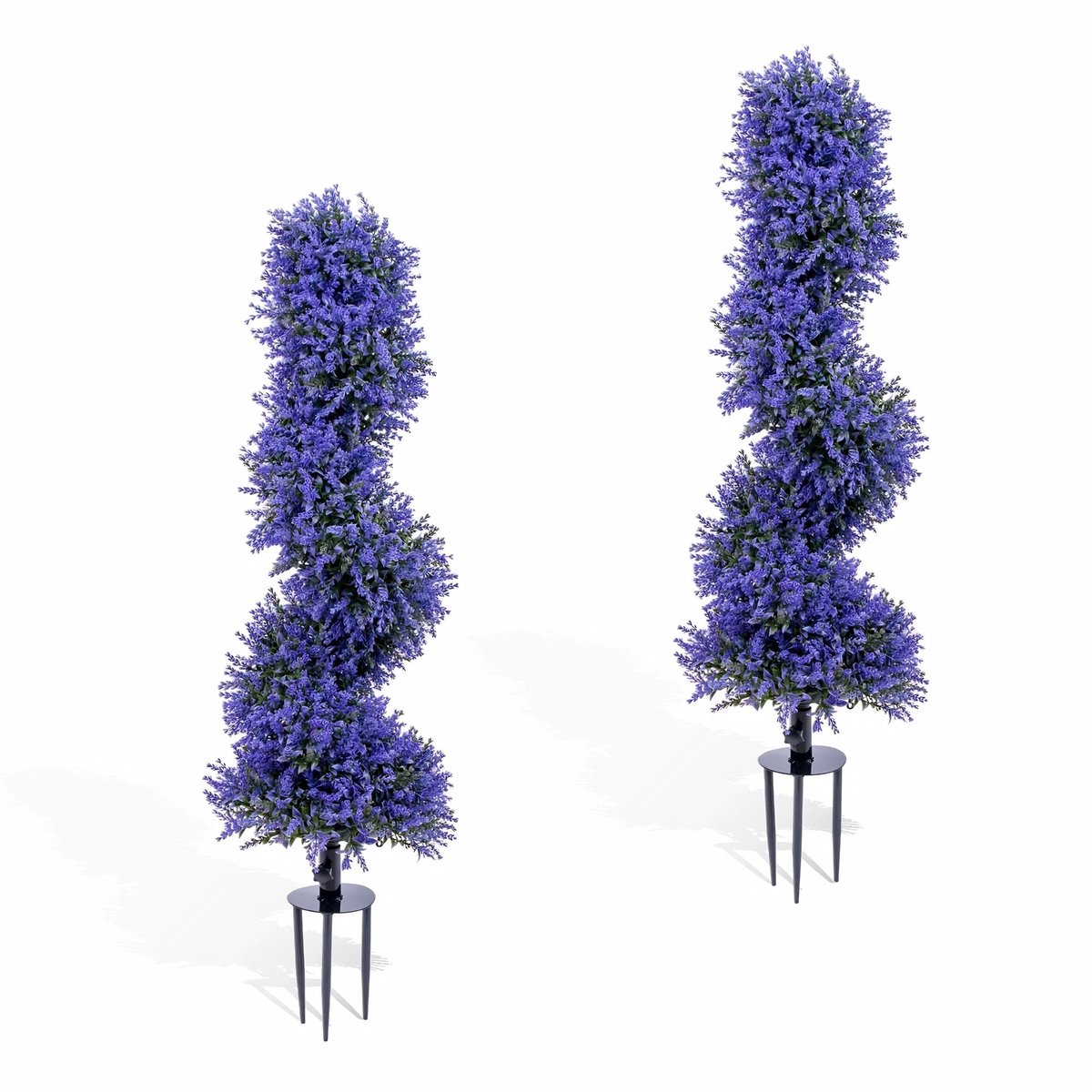 Kunstmatige Lavendel Topiary Set - Spiraalvormig Decoratief design - voor tuin en entree - 91 cm Groen Kunststof - 49 x 49 x 45 cm