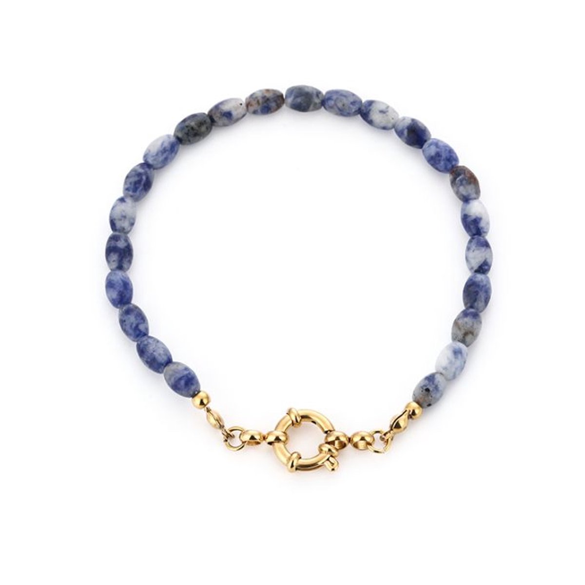 Bijoutheek Armband (Sieraad) Kralen Ovaal Fijn Blue