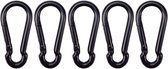 BCF-Products - Karabijnhaak - 8x80mm - 5 stuks - Zwart - Musketonhaak - Carabiner