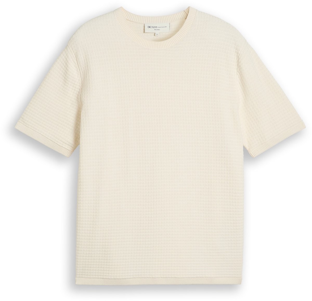 Tom Tailor Denim - Gebreide trui van katoen met relaxte pasvorm - Maat S - Gardenia White