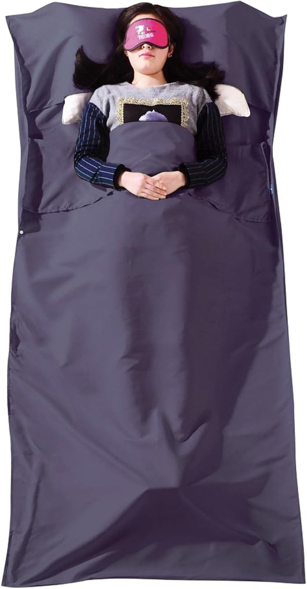 Dun en Lichtgewicht Slaapzak Liner voor Reizen, Backpacken en Kamperen met Kussenopening