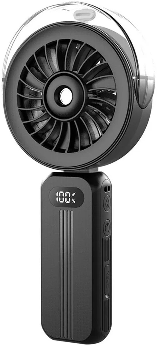 Handventilator met waterkoeling, draagbare USB-oplaadbare ventilator, 4 windsnelheden, ingebouwde 4000mAh powerbank, tot 12 uur batterijduur, zakventilator, zwart.