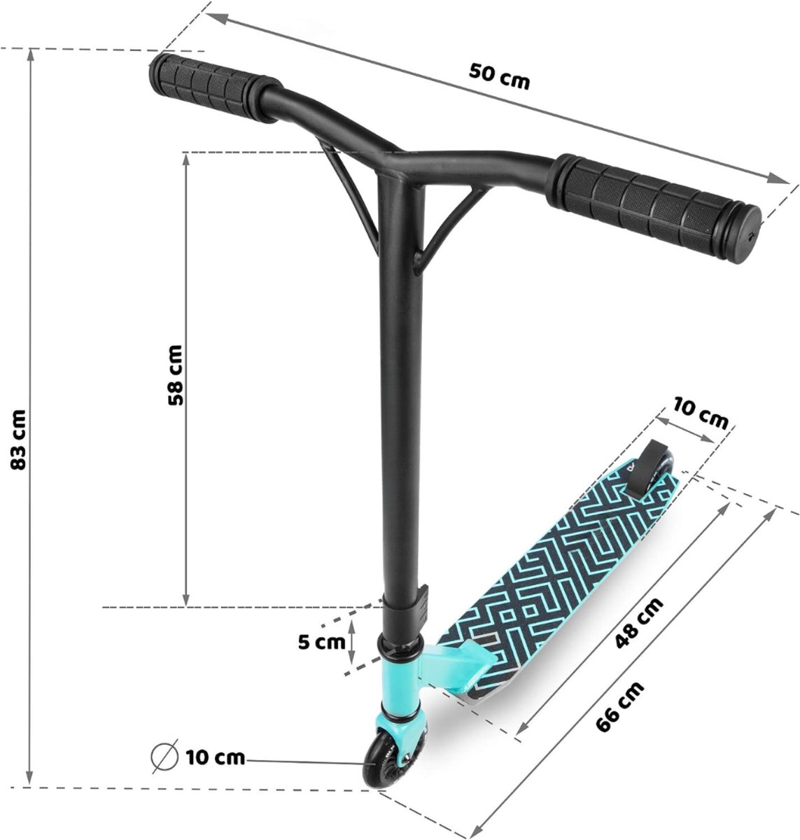 SP® Stunt Step - Stuntstep - 9 Kogellagers Step Voor Volwassenen en Kinderen - Zwart en Blauw - 66cm x 50cm x 83cm