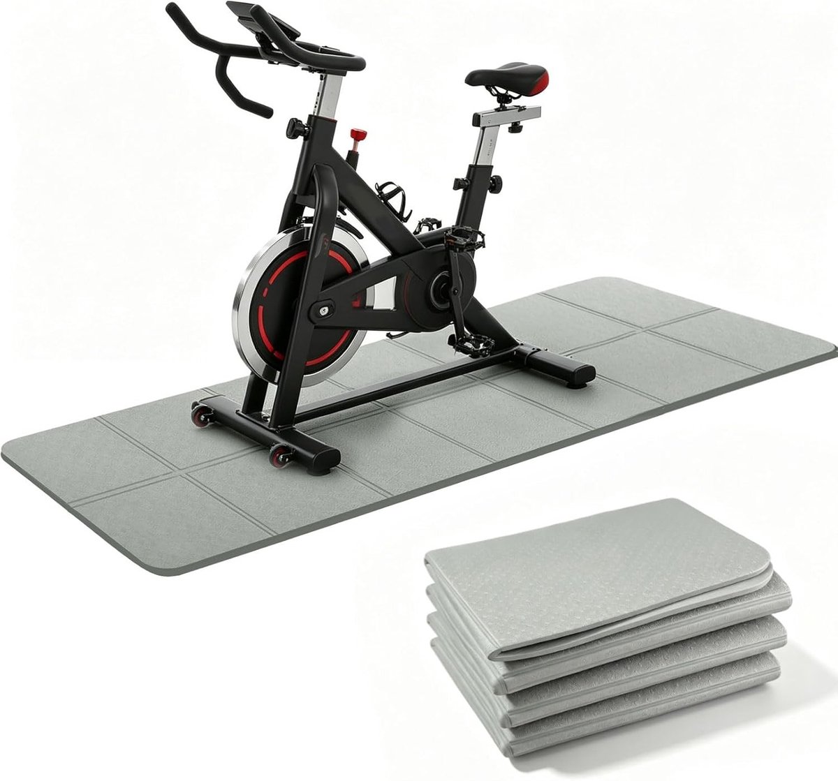 Opvouwbare vloerbeschermingsmat voor fitnessapparatuur, antislip en geluiddempend, 183 x 61 cm, ideaal voor loopband, hometrainer en crosstrainer, 6 mm dik
