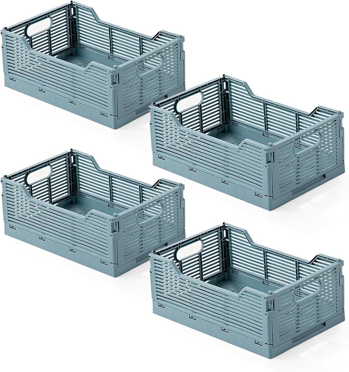 Vouwkisten set van 4, stevige kunststof klapboxen voor opbergoplossingen in huis, kantoor en klaslokaal, 30,5 x 20,5 x 12,5 cm