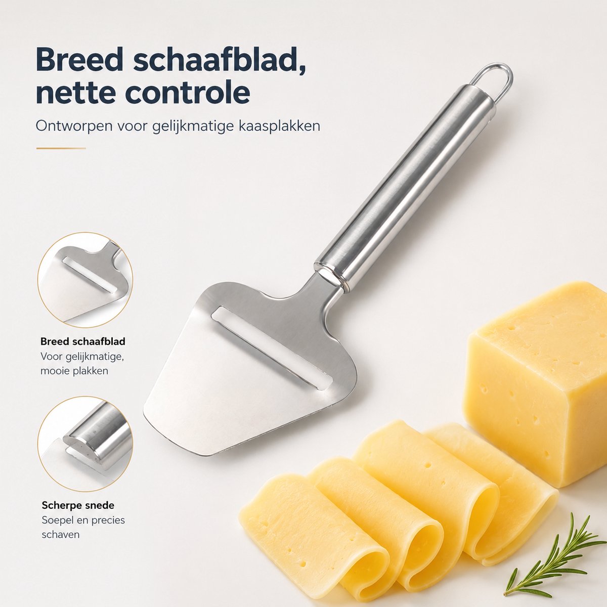 Kaasschaaf - Scherp-duurzaam-voor harde en halfharde kazen - Vaatwasserbestendig - Keukengerei - Keuken accessoires - RVS — cadeau in Cadeau-ideeën - foto 4