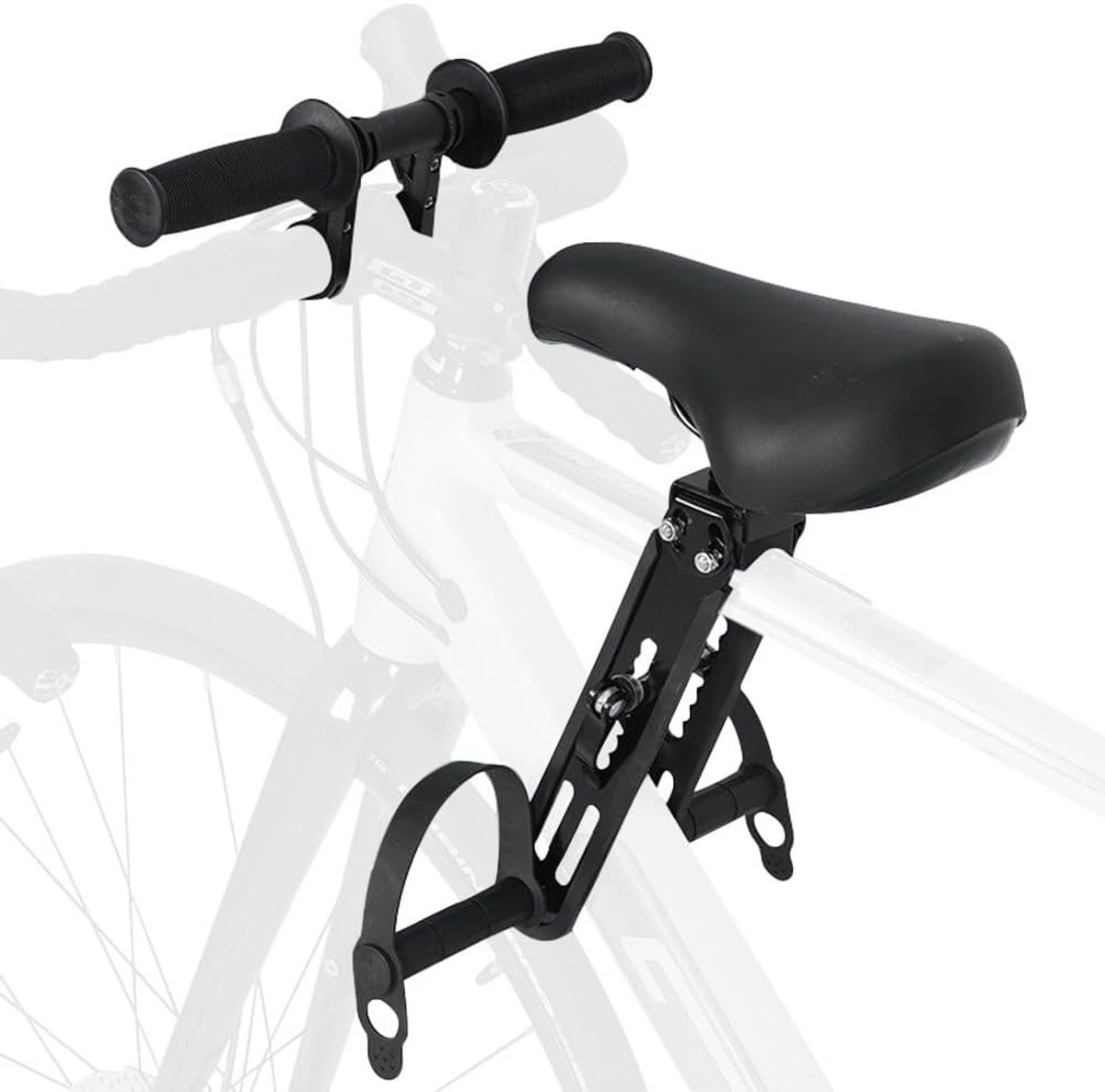Fietszitje voor kinderen vooraan, geschikt voor 2-5 jaar, uniseks, inclusief stuur en installatiehandleiding