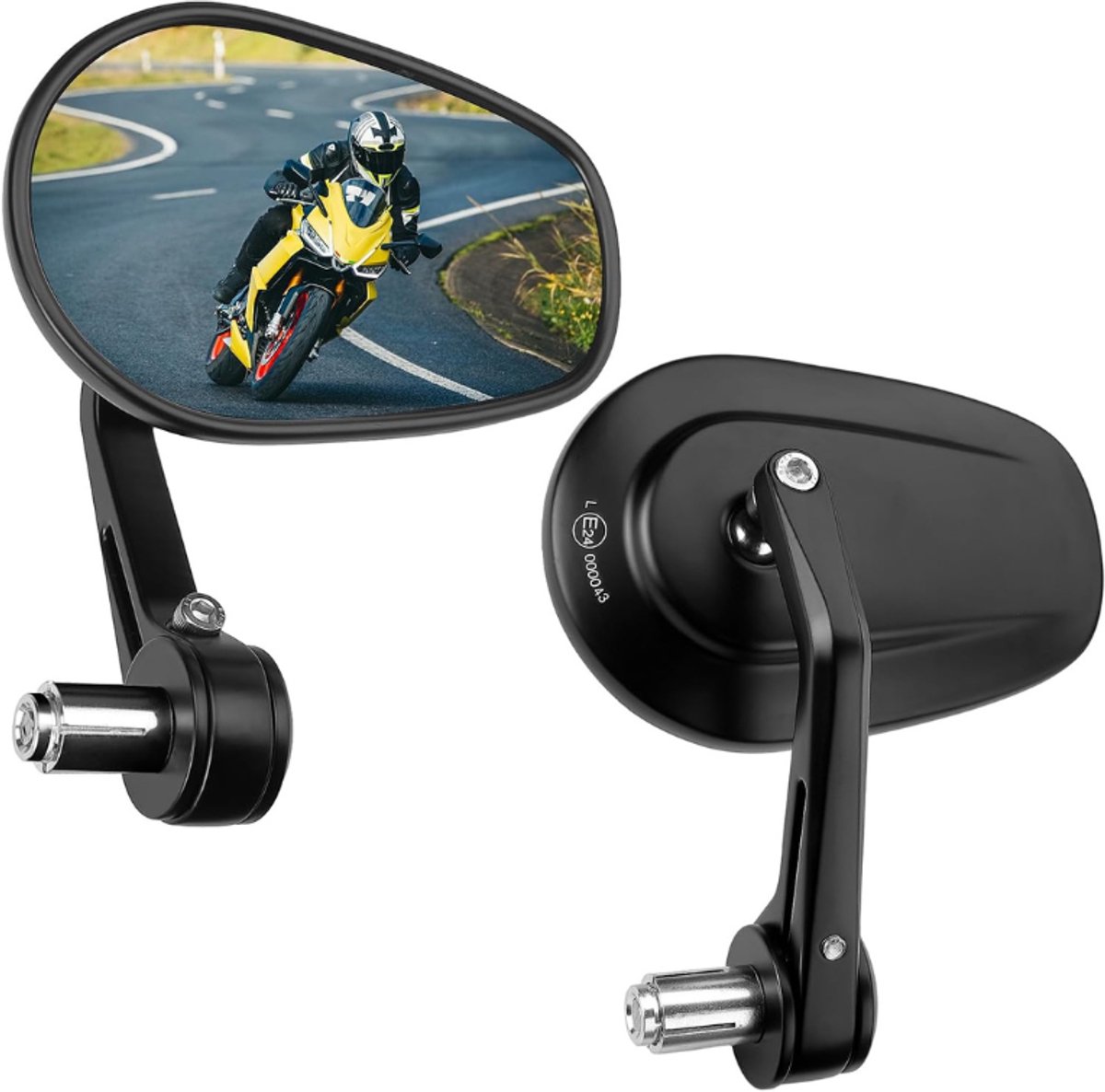 CLVP® Bar End Spiegels - Fietsspiegel - Motor Spiegels- Zwart