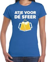 Atje voor de sfeer feest t-shirt blauw voor dames - kroeg / feestje shirt maat L