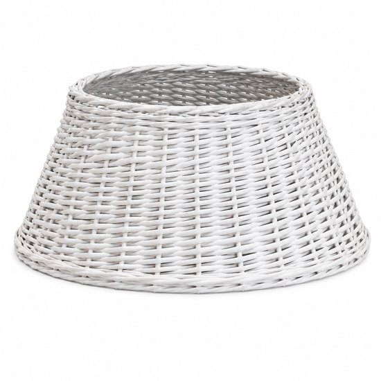 Rieten Kerstboomrok Wit Ø56 x 22 cm – Kerstboommand van Gevlochten Riet – Decoratieve Kerstboom Sok – Afdekmand voor Kerstboomvoet – Landelijke & Scandinavische Kerstdecoratie – Wit