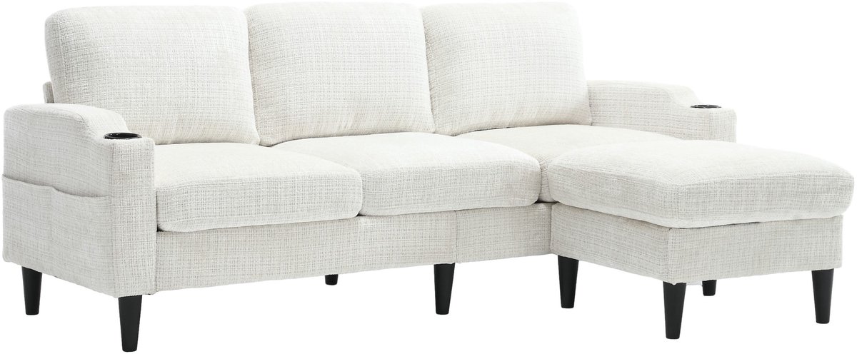 YYchan modulaire bank met hocker - beige - 196,5 x 75 x 77 cm - met opbergruimte