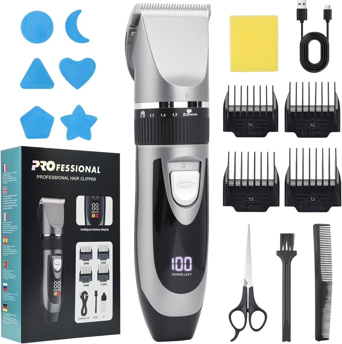 Thijox - Professionele OTraki Tondeuse en Baardtrimmer voor Heren, Draadloze Scheerapparaat Set voor Mannen en Kinderen, Elektrische Haartrimmer, Idea