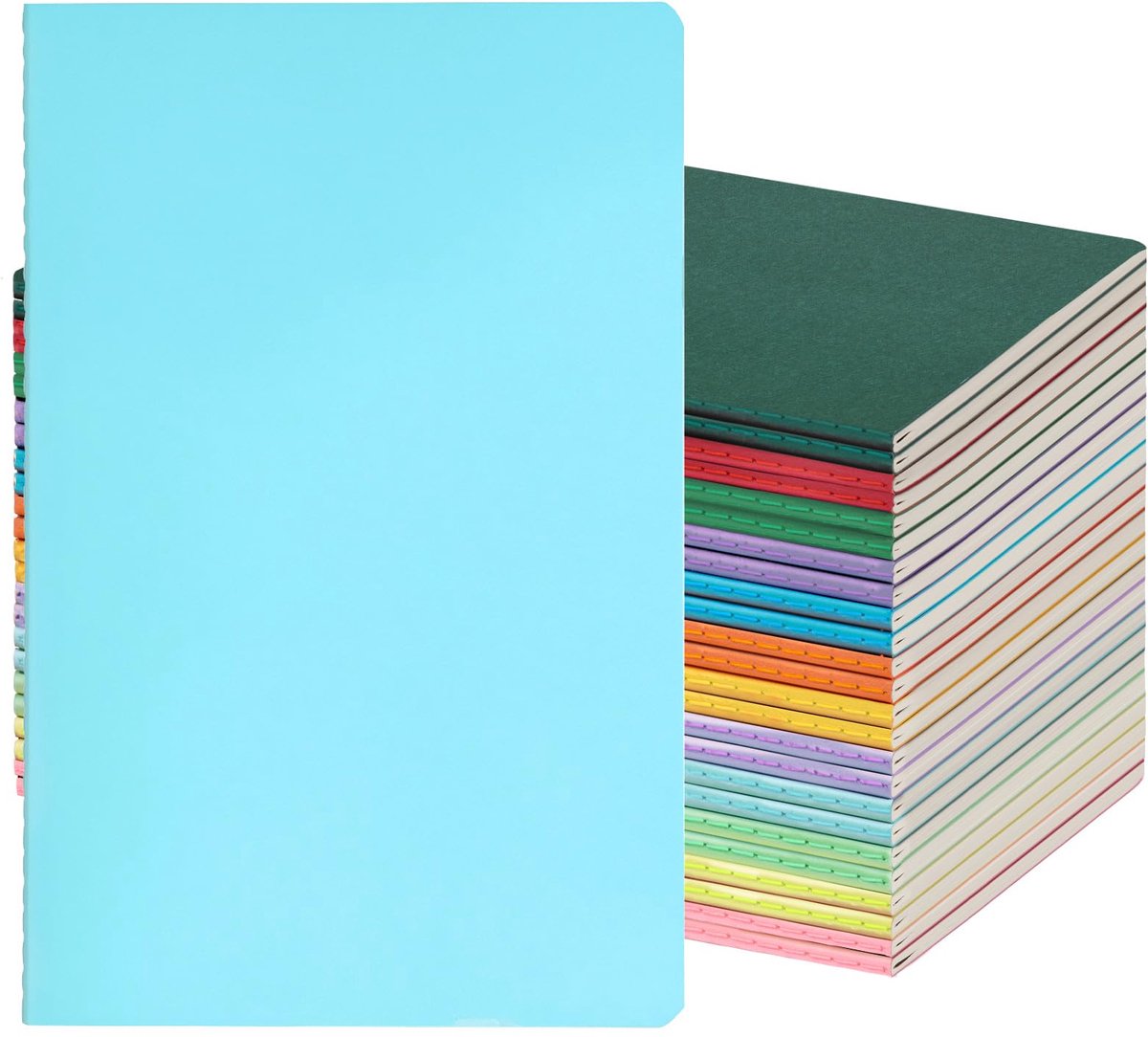 A5-notitieboeken set van 24 - kleurrijke bulkset - 230 g dikke krafthoes - perfect voor school en creatief gebruik - ShopVlot