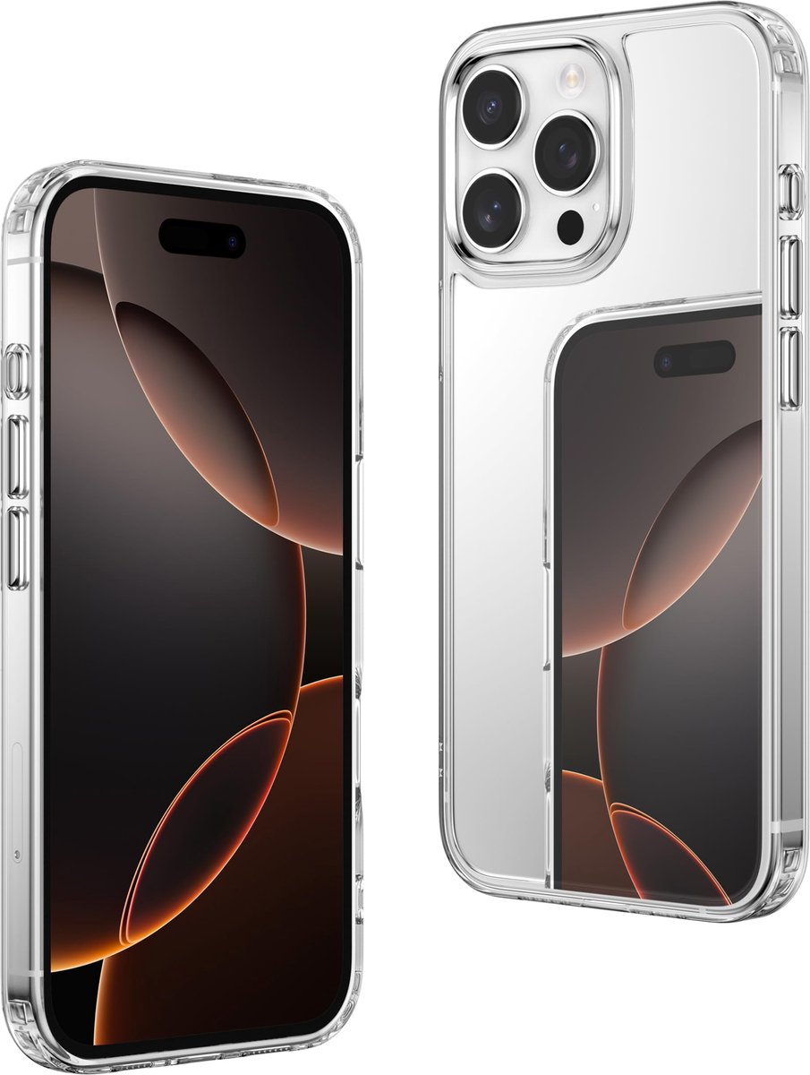 Hoes voor iPhone 15 Pro 6,1 inch - luxe spiegel - kristalheldere achterkant - stootvast en krasbestendig - ShopVlot