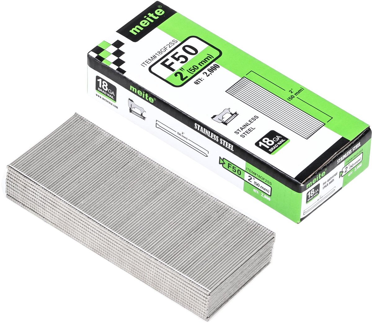 Bradnagels 18 Gauge 50 mm - 304 RVS - 2,000 stuks - Ideaal voor meubelmontage - ShopVlot