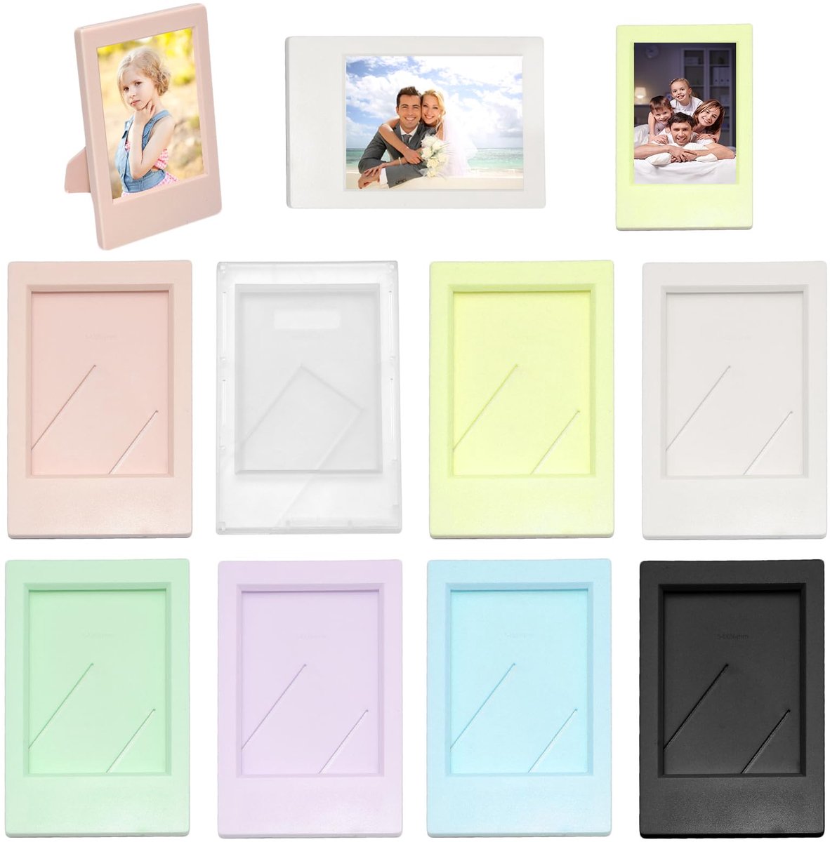 Mini-fotolijsten 9,2 x 6,1 cm - kleurrijke kunststof - 8 stuks - ideaal voor polaroid foto's - ShopVlot