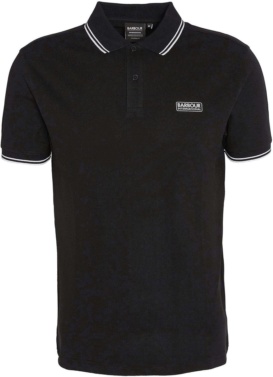 Barbour International Piqué Poloshirt Evan Tipped Zwart - Maat XL - Heren
