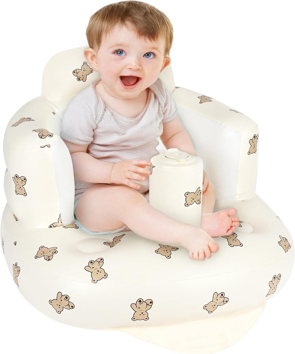 Opblaasbare Babystoel met Ingebouwde Luchtpomp, Reisstoel voor Baby's vanaf 3 Maanden, Comfortabele Trainingstoel voor Peuters en Kinderen