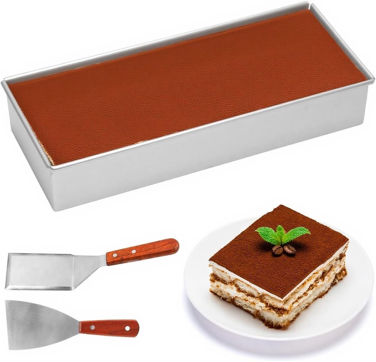Verstelbare rechthoekige bakvorm van aluminium voor het maken van taarten, brood en mousse, ideaal voor verjaardagen en bruiloften