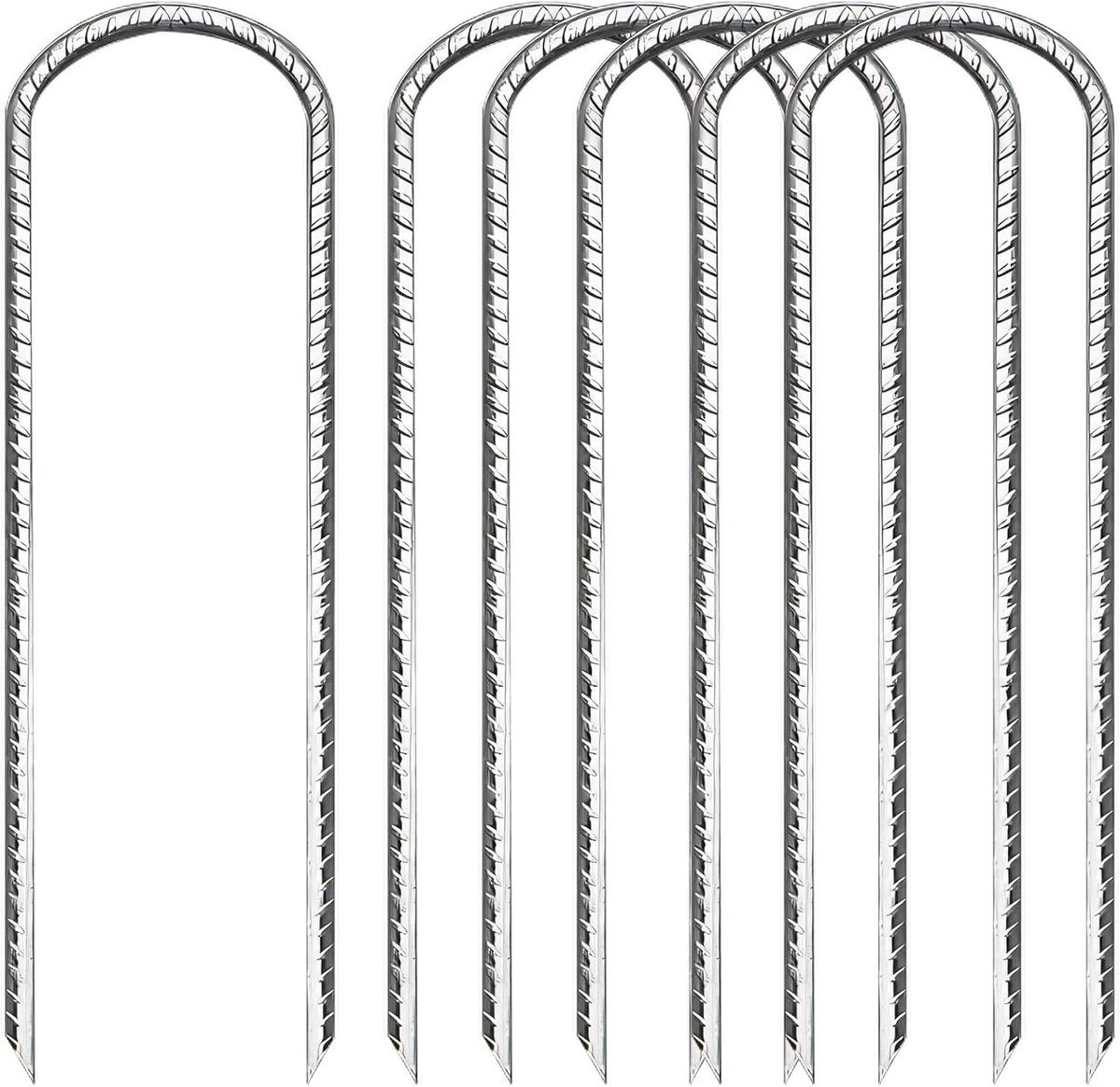Set van 6 U-vormige zware metalen tentpinnen van 30 cm, gegalvaniseerd staal voor windbestendige bevestiging van trampolines, tenten en bouncy castles