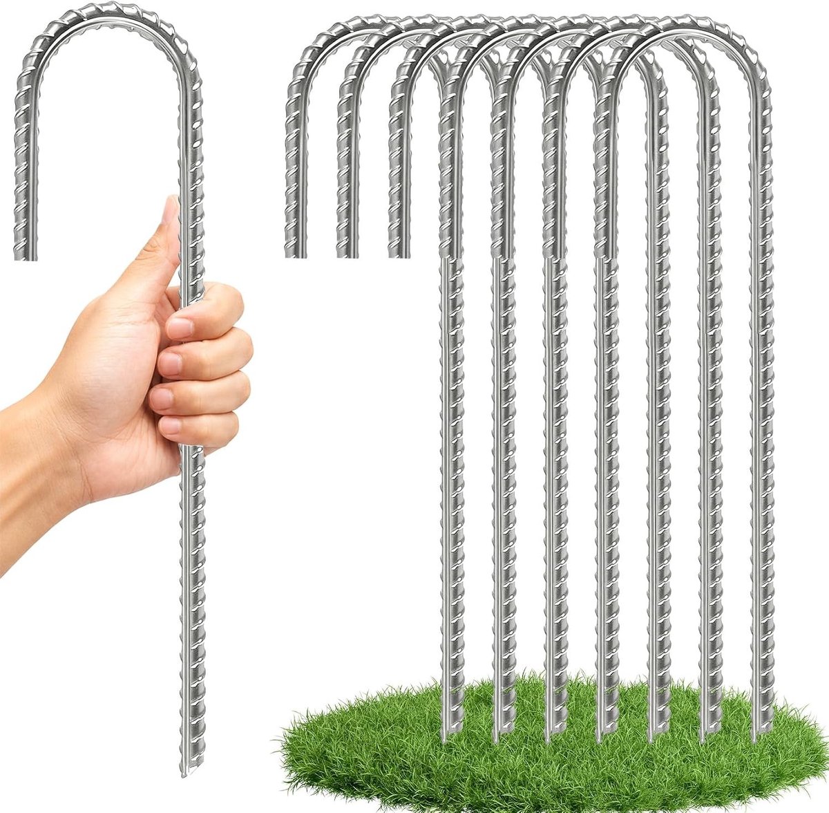 Trampoline grondankers set van 8 stuks, 30 cm lange roestvrijstalen ankers voor optimale stabiliteit en veiligheid
