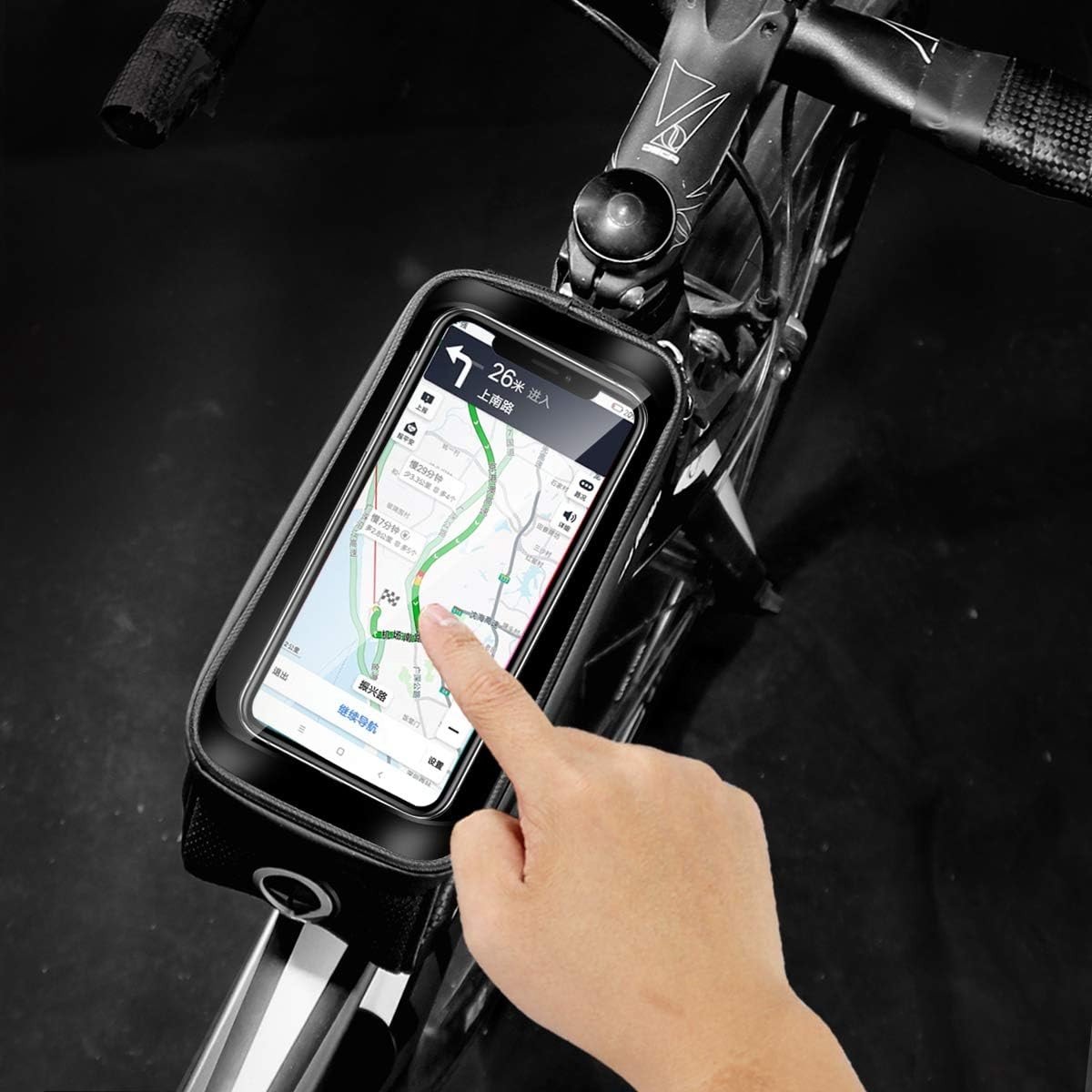 Waterdichte Fietstas voor Stuur, Fietsframe Tas met Telefoonhouder voor Smartphones tot 6.7'' - Ideaal voor Fietstochten en Avonturen