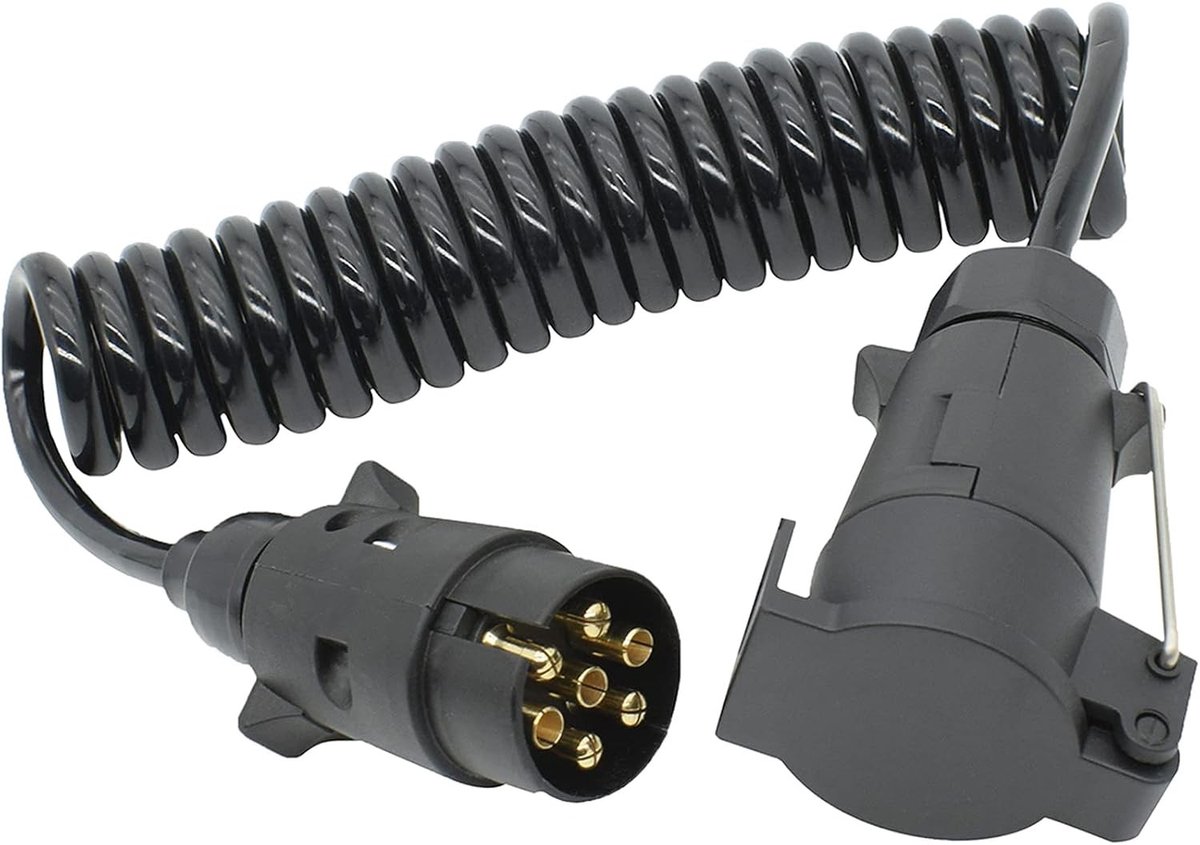 3m 7-polige spiraalkabel voor aanhangwagen, caravan en vrachtwagen - verlengkabel adapter voor trailers