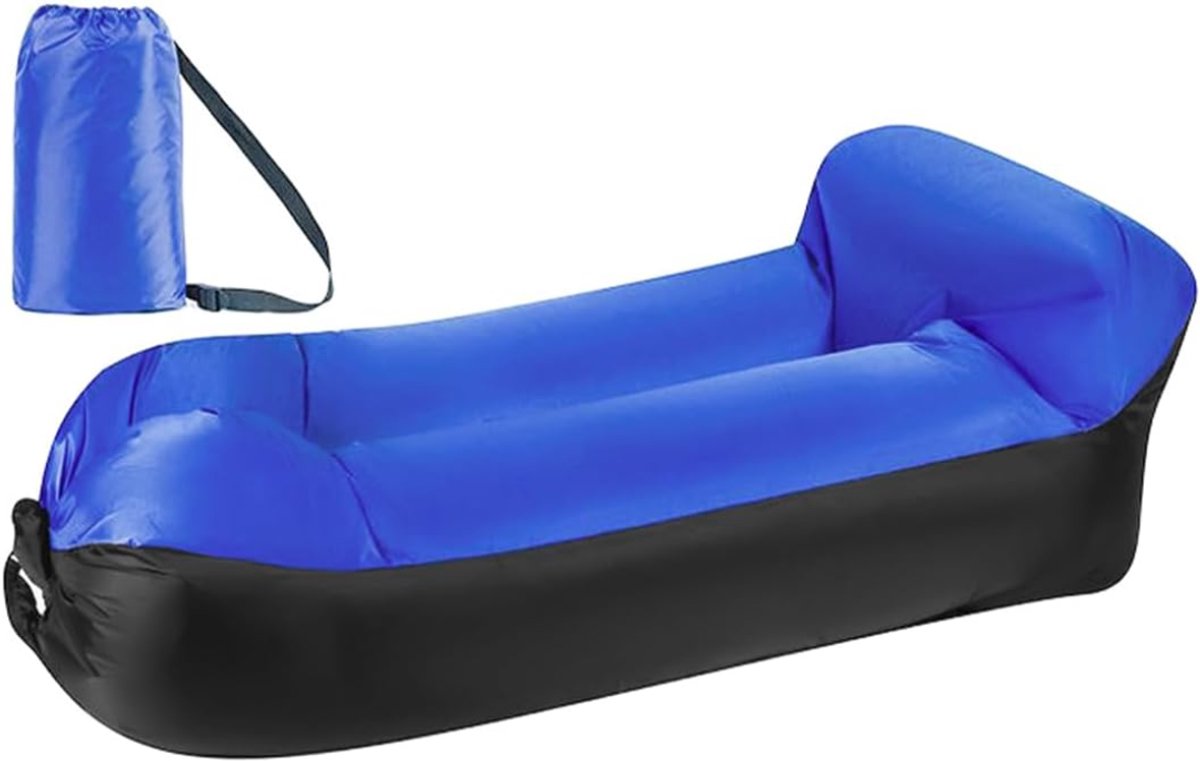 Allvia® Opblaasbare Bank - Opblaasbare Stoel - Opblaasbare Zetel - Zwart en Blauw - 39cm x 28cm x 39cm