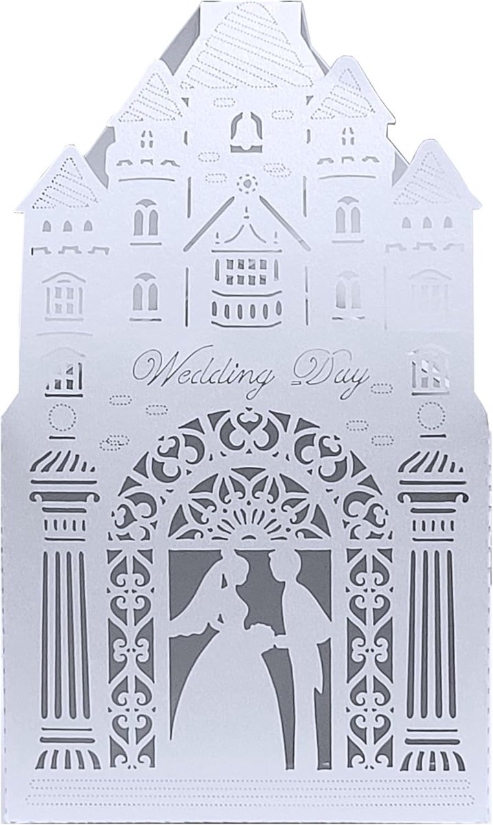 50 Stuks Huwelijksbedankjes met Romantisch Kasteel Ontwerp - Papieren Candy Boxen voor Bruiloften, Feestjes en Evenementen