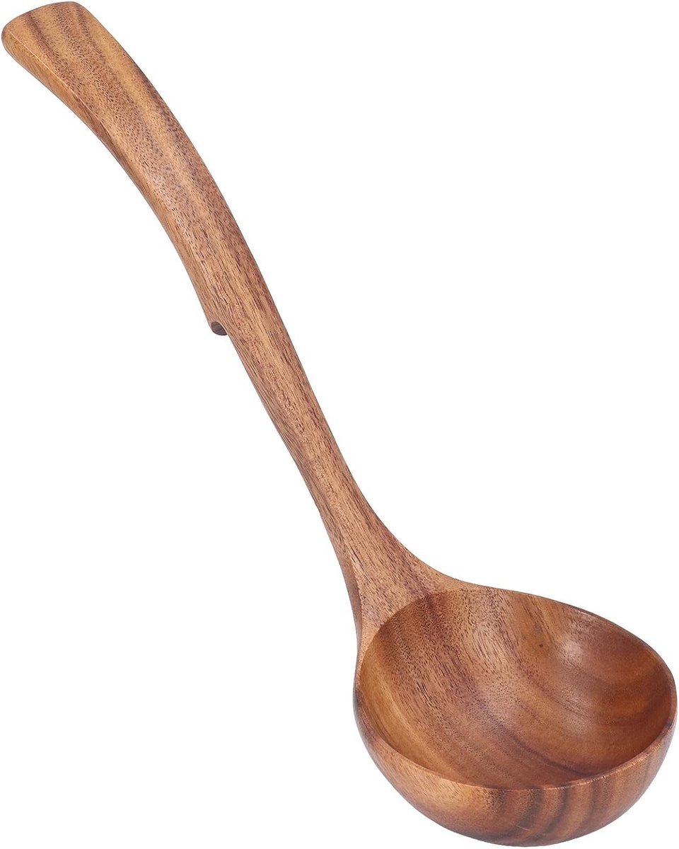 Decoratieve Houten Lepel voor Catering en Keuken, Perfect voor Serveer- en Kookdoeleinden, 1x Grote Lepel met Haak