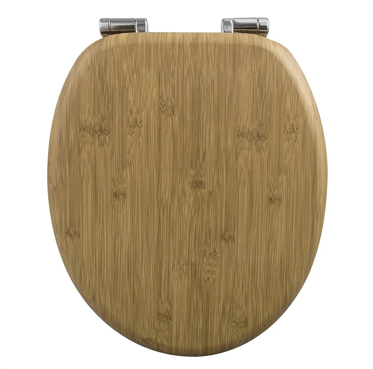 Klarven® Toiletbril Bamboe look - Soft-close Sluiting, Stille Demping - Gemakkelijk Schoon te Maken, Draagvermogen 150 kg - O-vorm B 45,5 x D 37,1 cm