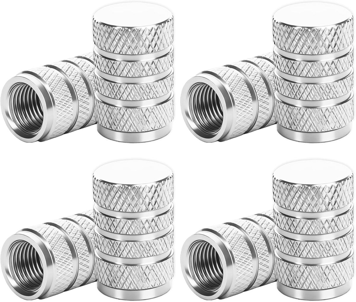 Universele ventieldoppen van aluminium met rubberen ring - 8 stuks, corrosiebestendig, eenvoudig te monteren voor auto, motorfiets, fiets en vrachtwagen
