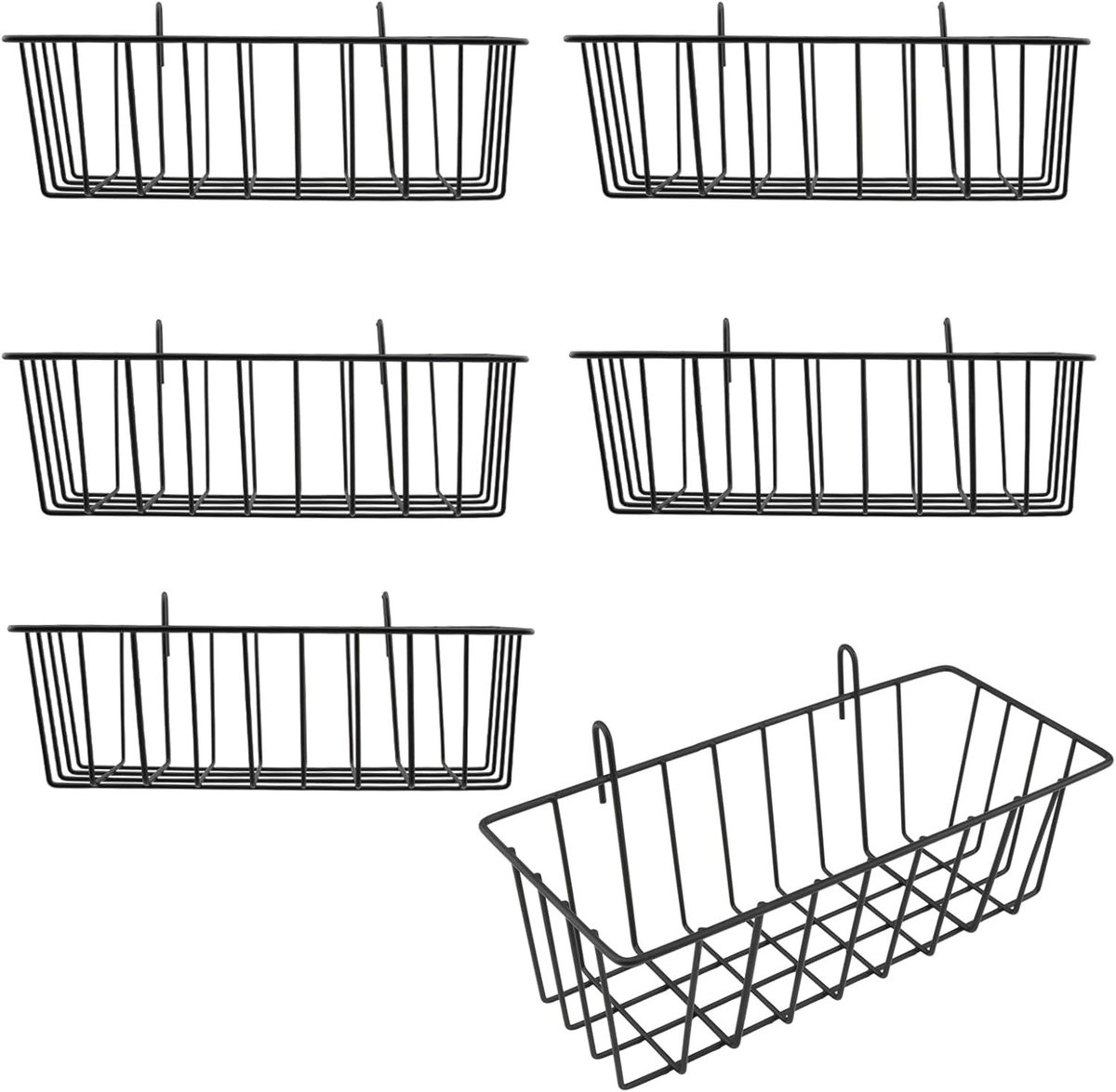Zesdelige Wandmand Set, Muurmanden voor Organisatie, 25 x 13 x 9 cm, Ideaal voor Opslag, Decoratieve Wandaccessoires, Metalen Draadmanden