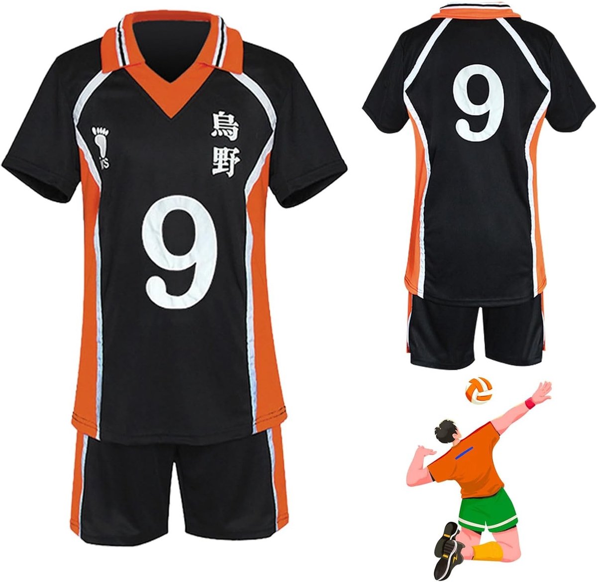 Karasuno Cosplay Kostuum voor Mannen - Haikyuu Volleyball Jersey en Shorts voor Shouyou Hinata - Perfect voor Halloween, Carnavals en Anime Evenementen