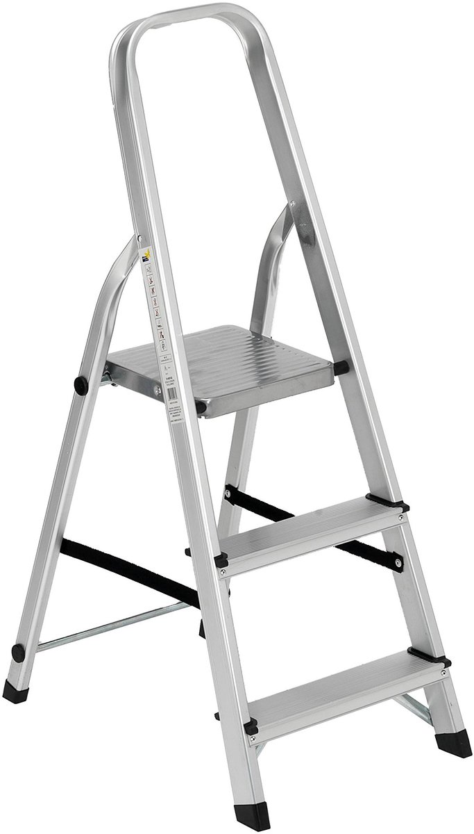 Ladder 3 treden - aluminium - lichtgewicht - ideaal voor tuinwerk - ShopVlot