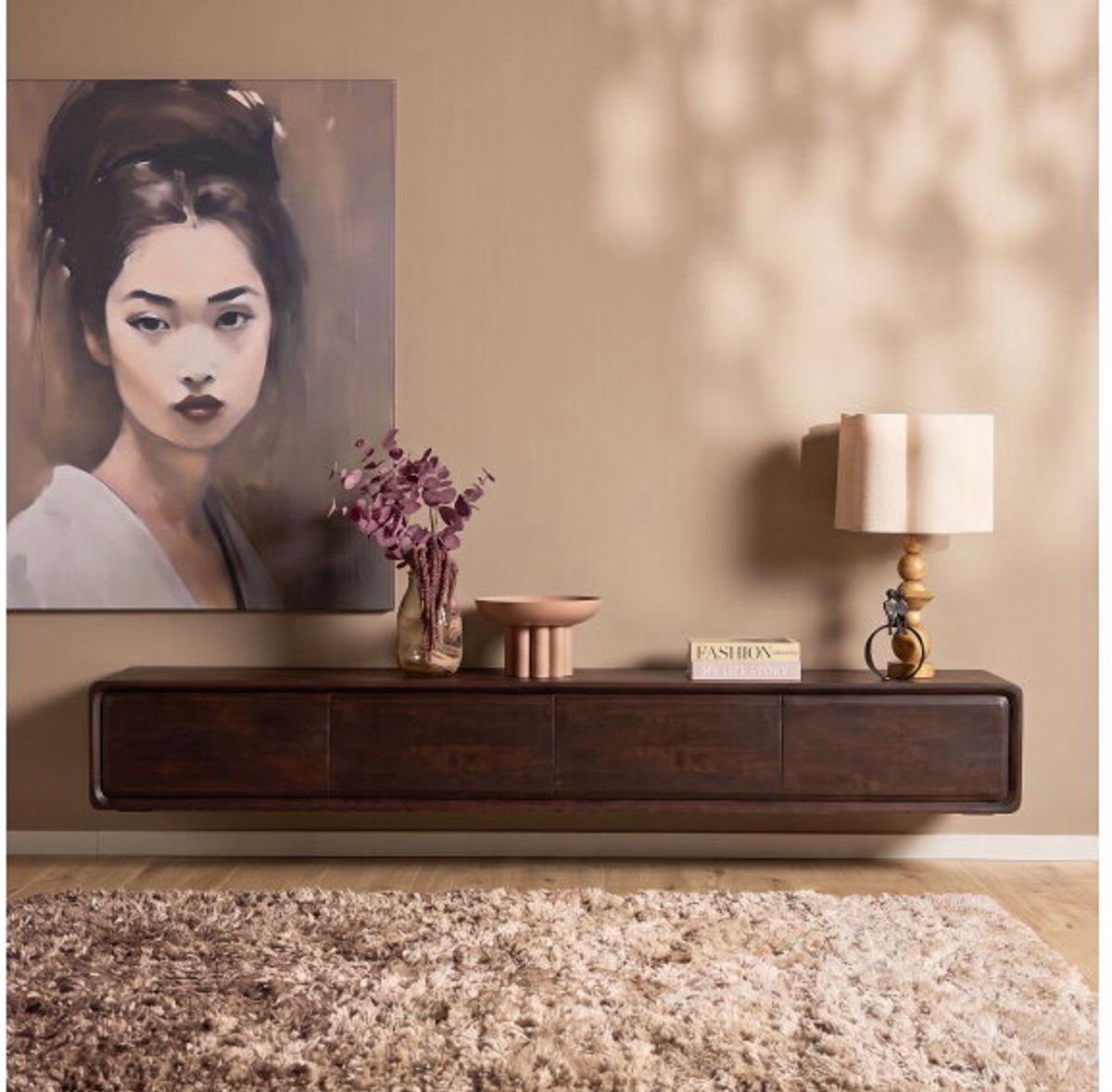 Starfurn - Zwevend tv-meubel Allure mangohout 200 cm - bruin