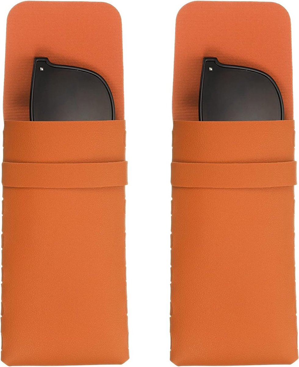 Zachte brillenkokers, leren etui voor brillen, draagbaar en stijlvol, ideaal voor reizen, sport en dagelijks gebruik, oranje en rood